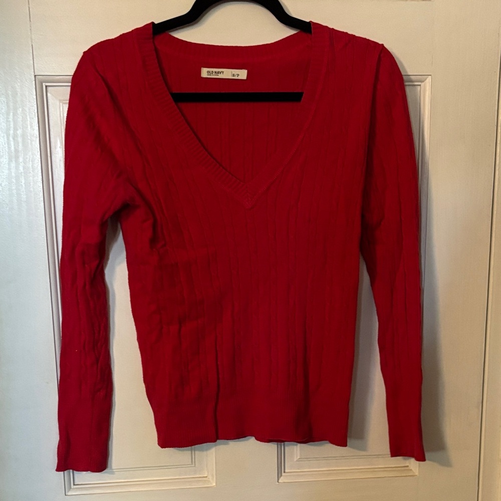 Old Navy Red V-Neck Sweater